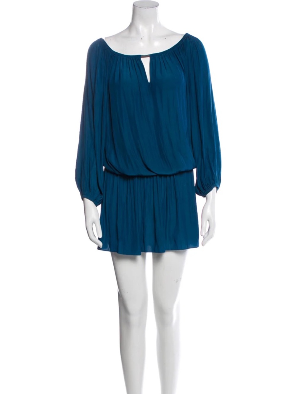 Ramy Brook Teal Bateau Neckline Knee-Length Dress Size Small